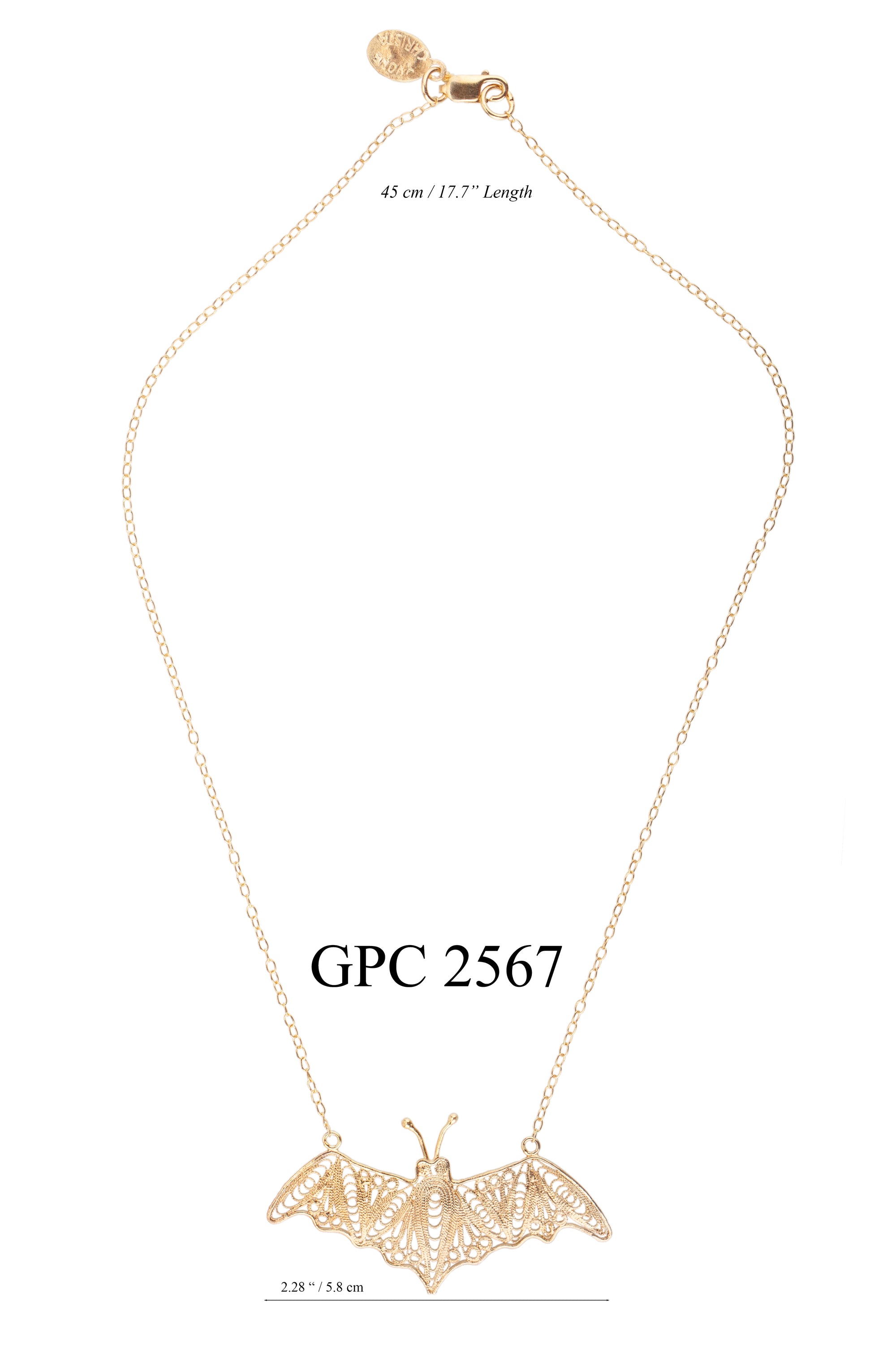 Bat Necklace Sleek GOLD small ✿