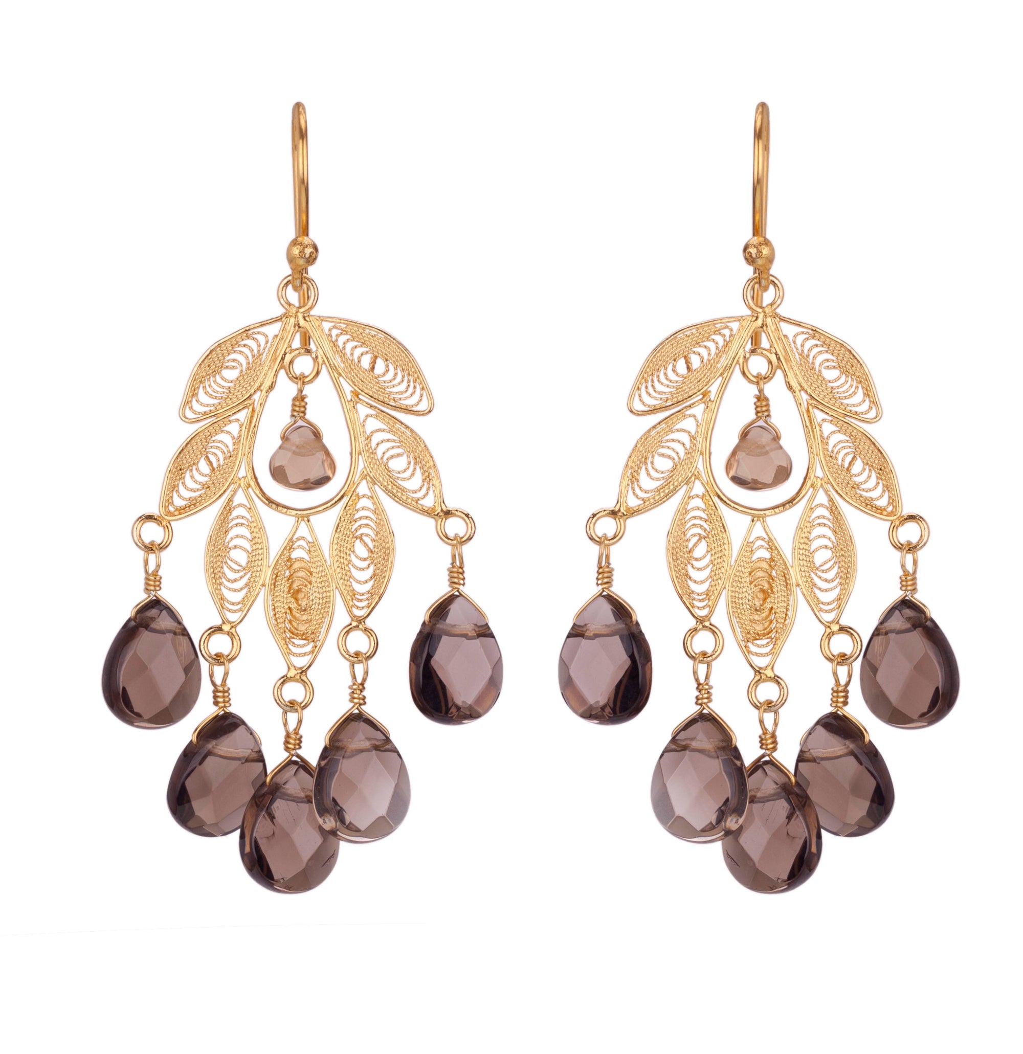 Leaf Petit earrings Gold - Smokey Topaz