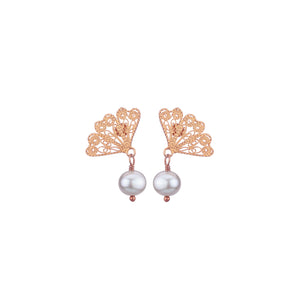 Japanese Fan - Gold and Pearl