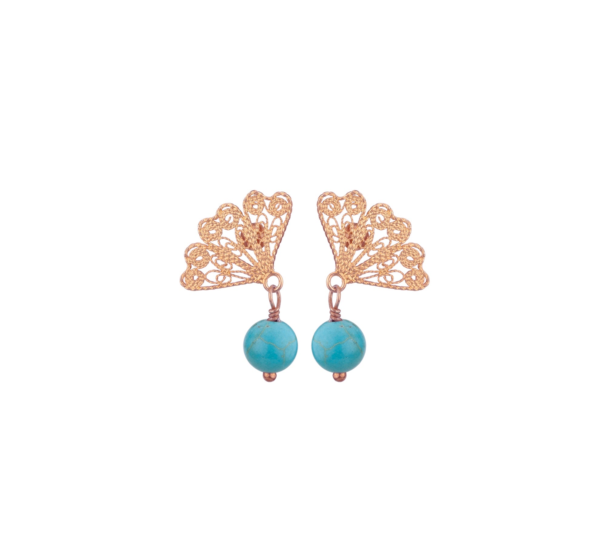 Japanese Fan - Gold and Turquoise