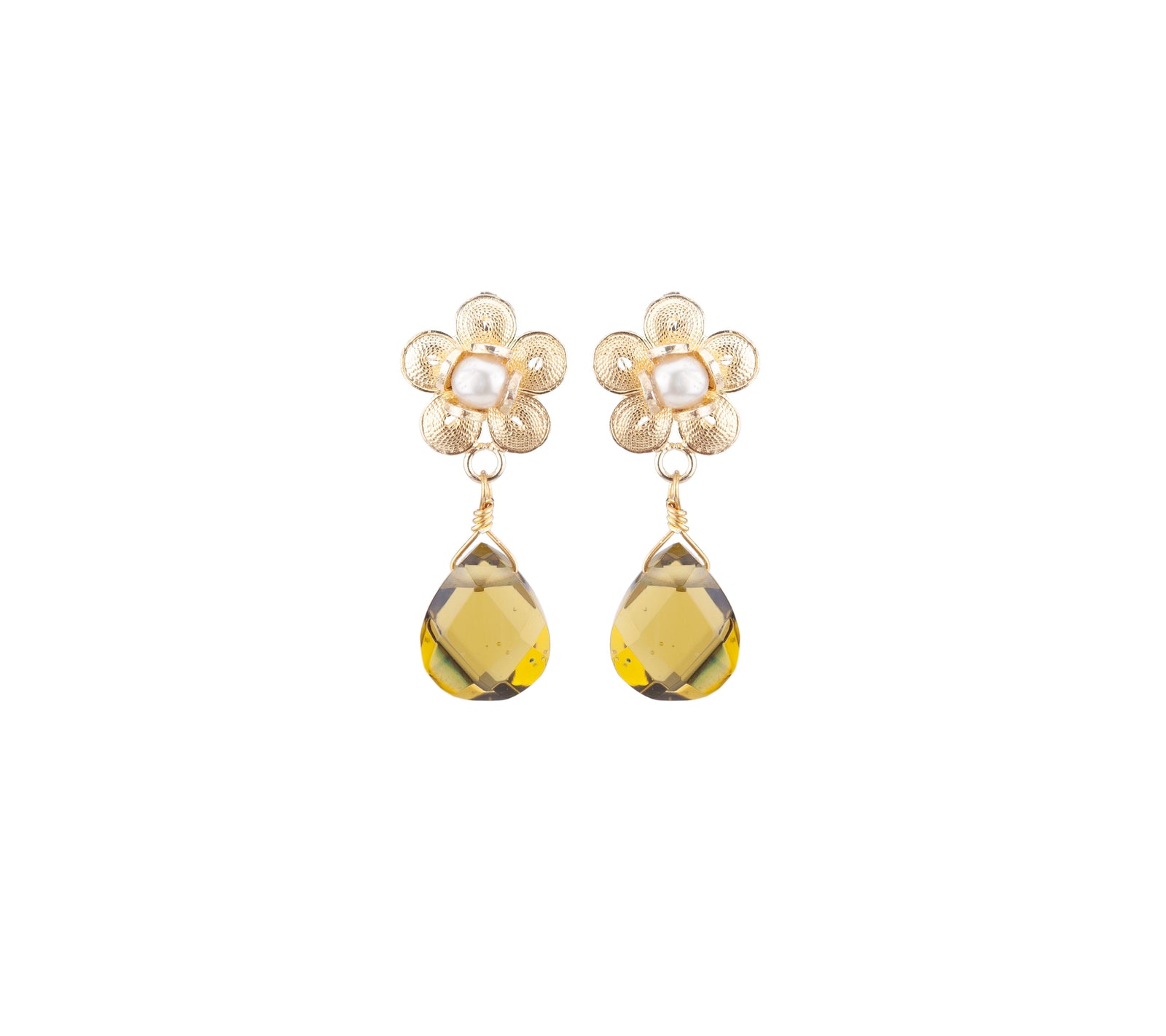 White Pearl & Smokey Aqua Lemuria Earrings