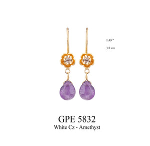 White CZ Amethyst Drop Earrings