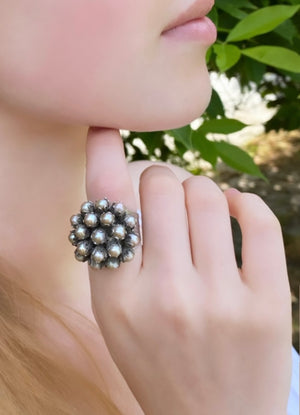 Pearl Tulip Cluster Ring ✿