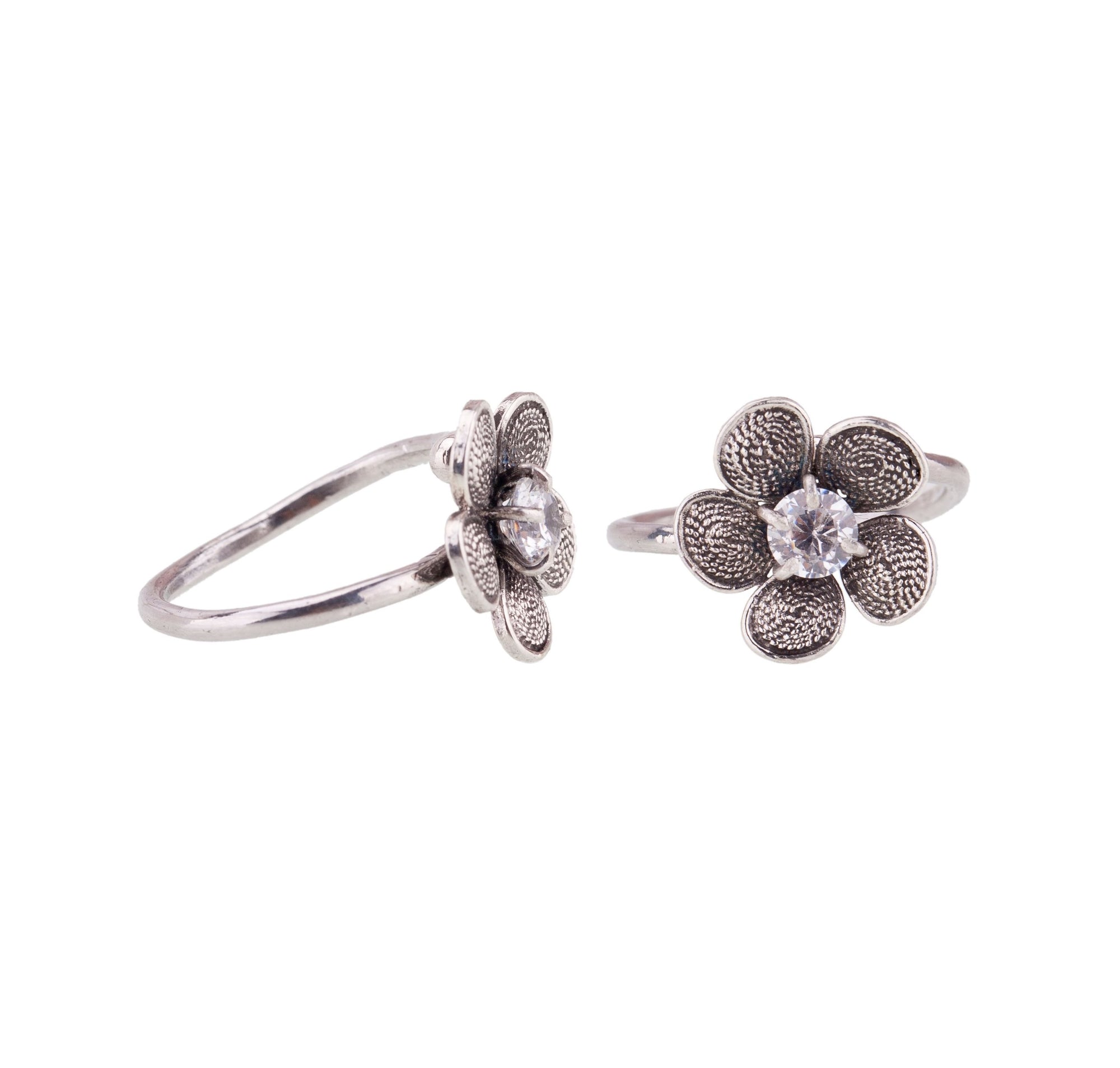 Tiny Phlox ring - White CZ