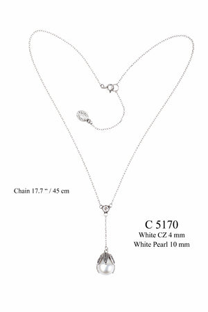 Bloom Pendant Necklace - White Pearl C5170 WP
