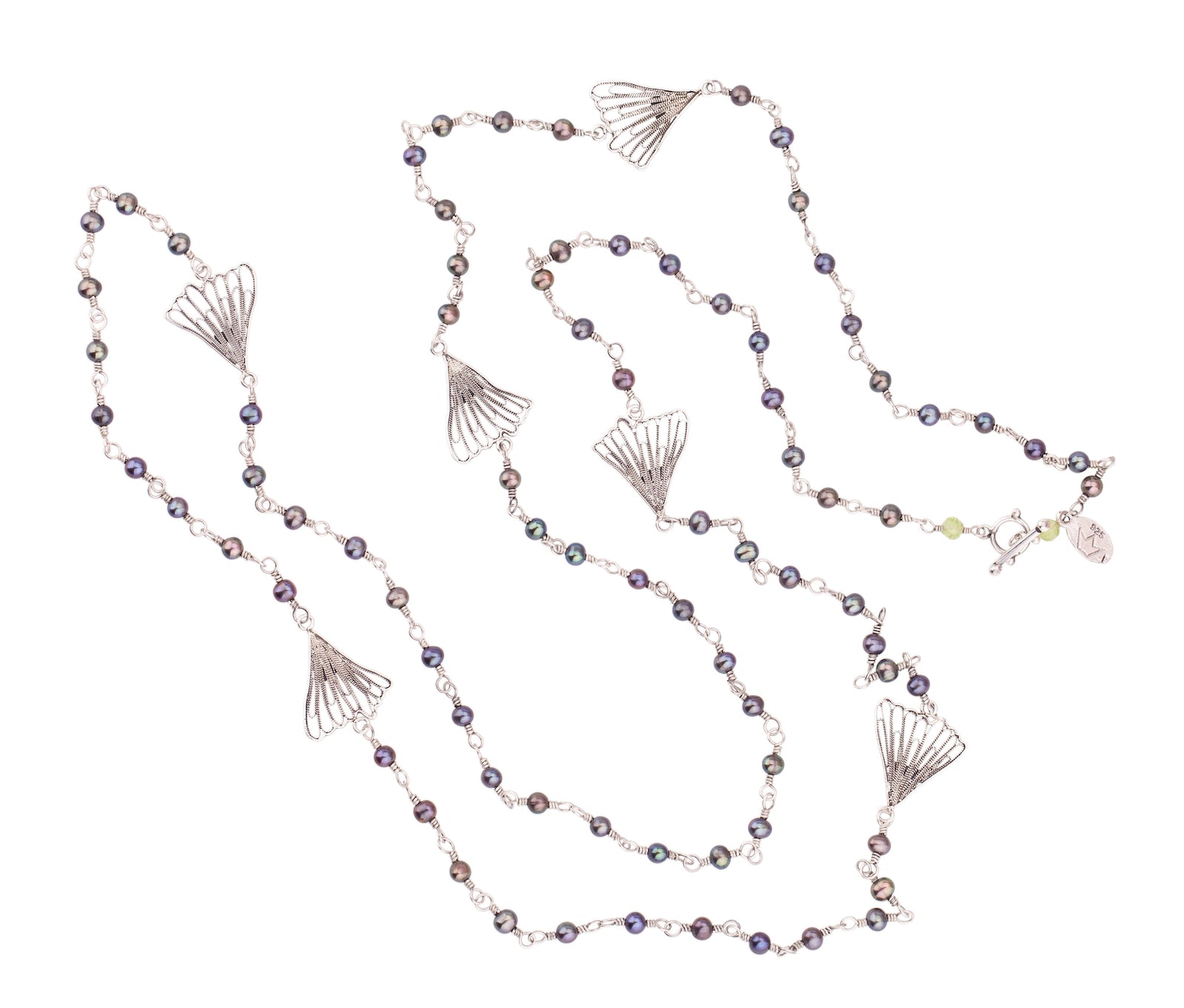 Collier Gingko Biloba Péridot Gris ✿ 