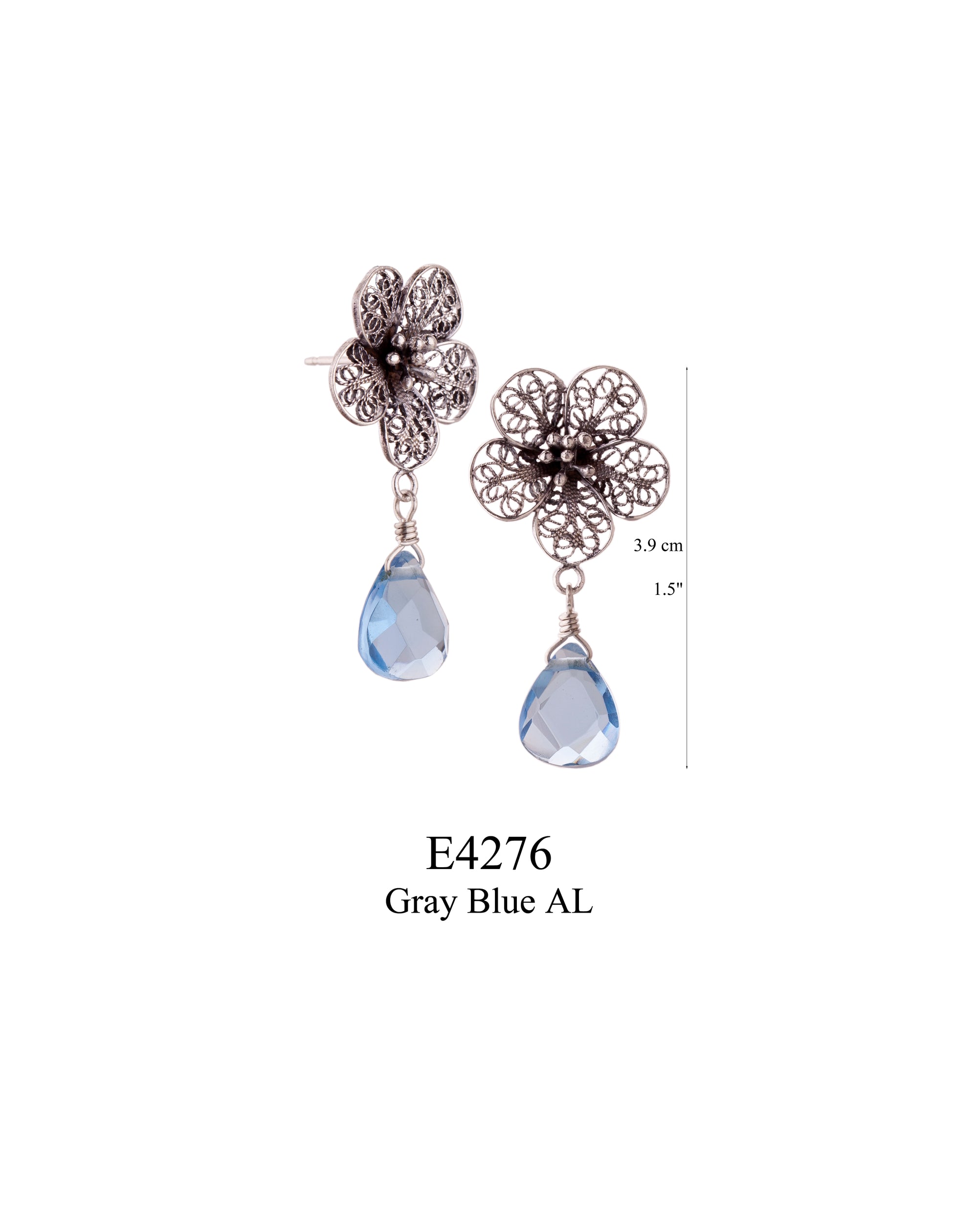 Blossom earrings - gray/blue