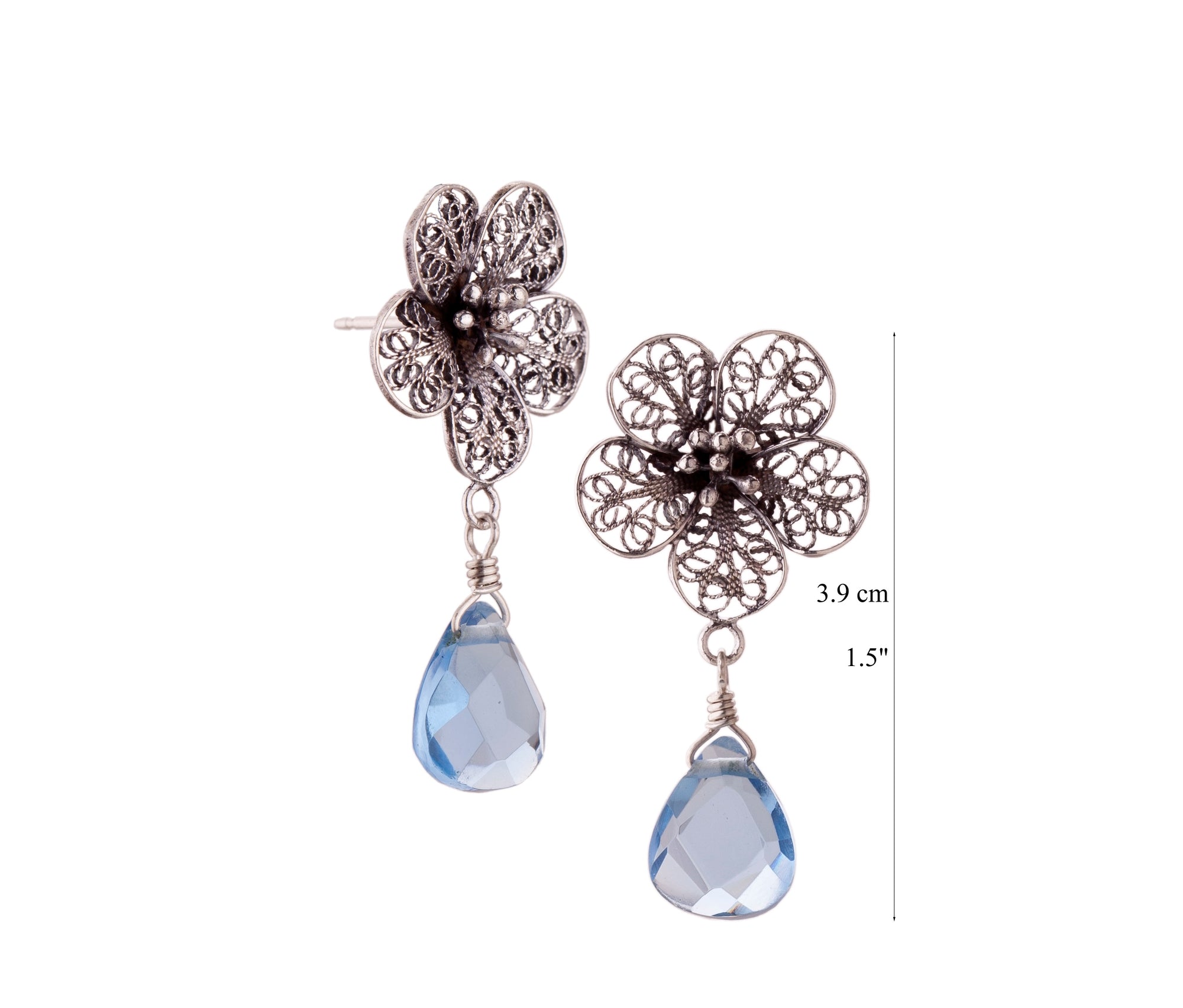 Boucles d'oreilles Blossom - gris/bleu ✿ 