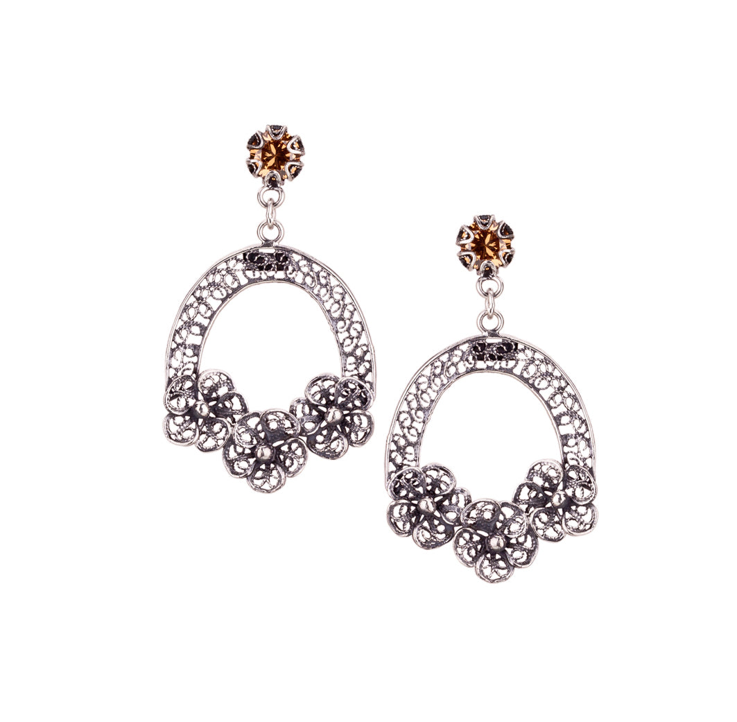 Edelweiss Earrings - Apricot CZ