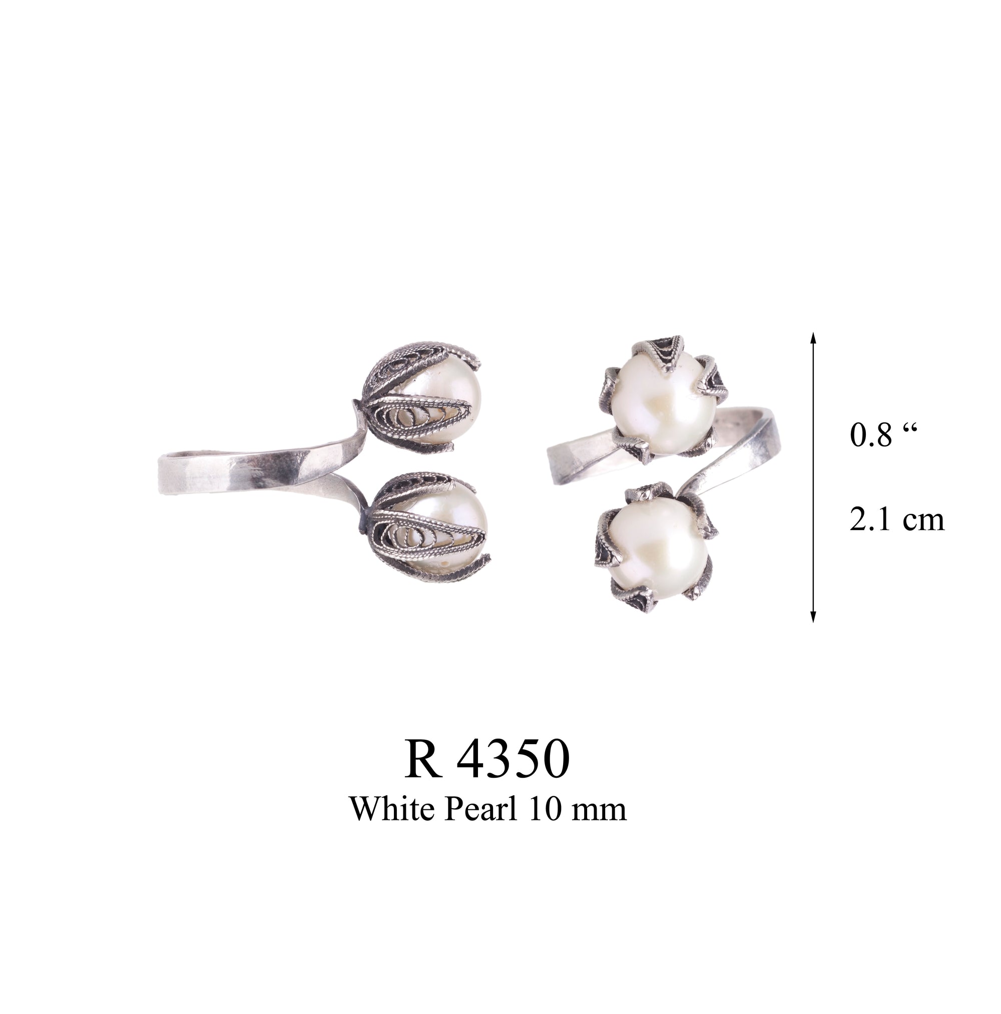 Tulip Cup Duo ring - White Pearl