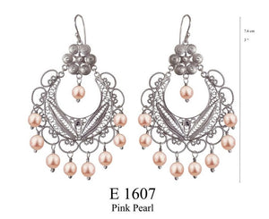 Frida Chandelier Earrings - Pink Pearls