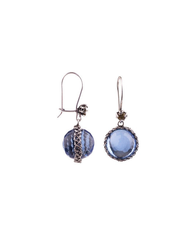 Boucles d'oreilles Morning Dewdrop - Gris Bleu Aqua Lemuria avec Citrine CZ ✿ 