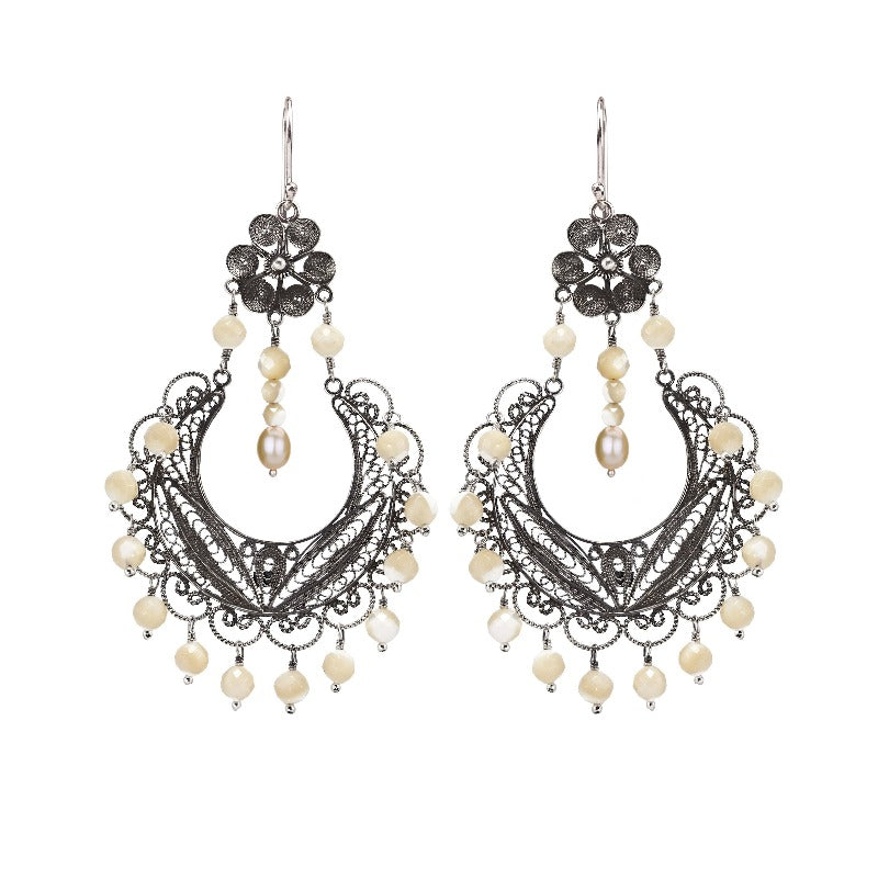 Yvone Christa_EC886_Frida chandelier earrings - cream Mother of Pearl