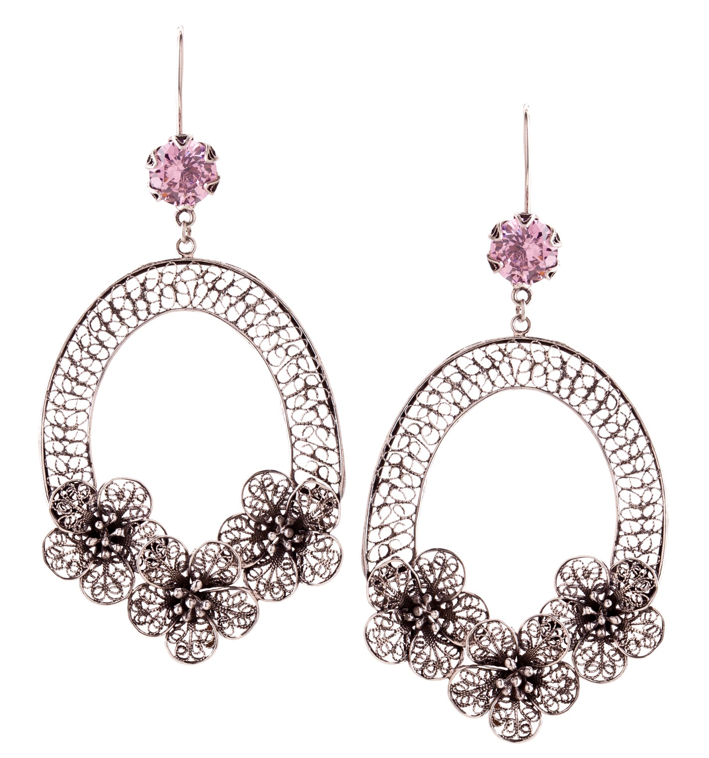 Orecchini Stella Alpina Rosa CZ 