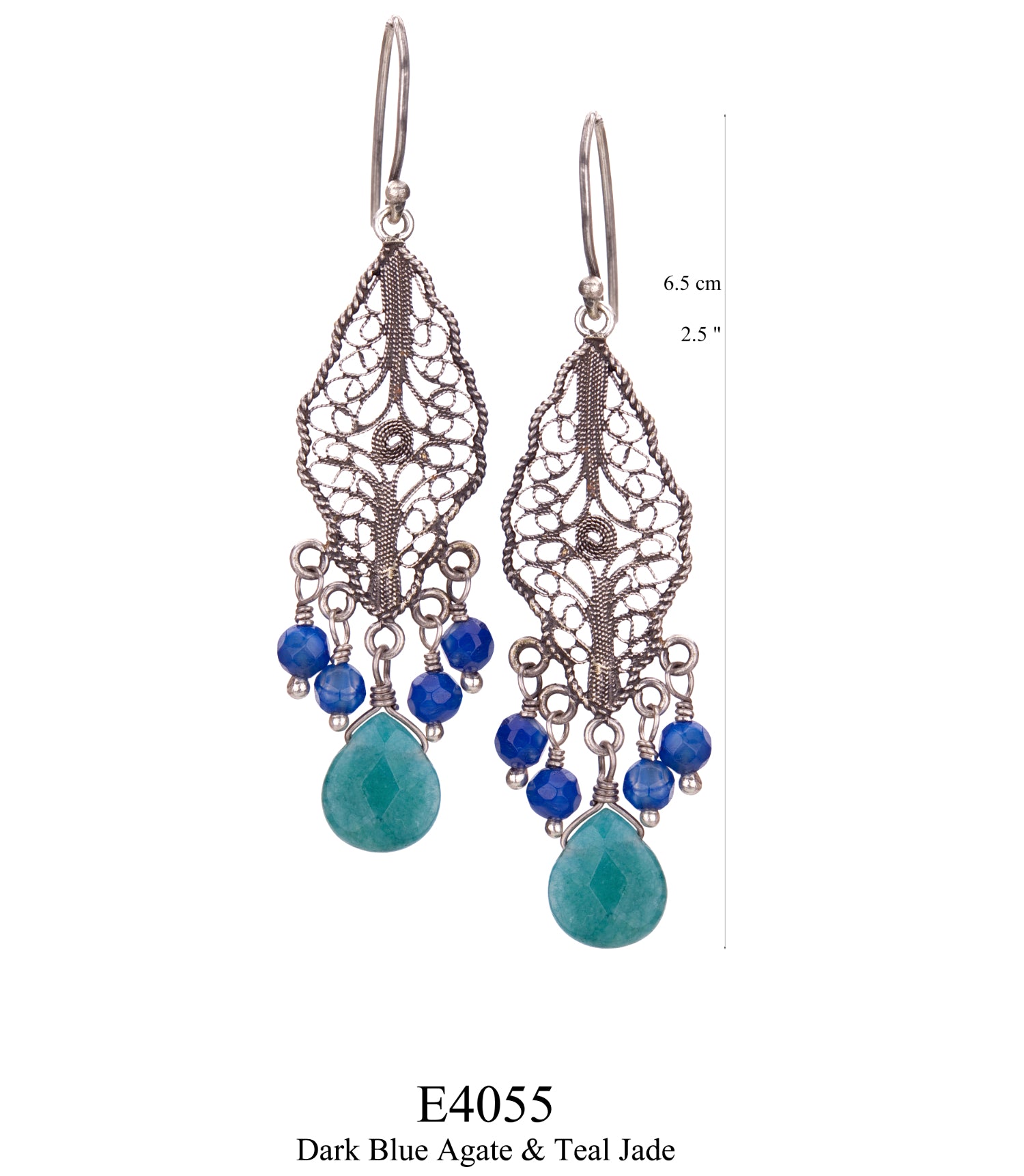 Aqua Blossom Earrings - Teal Jade/Blue Agate