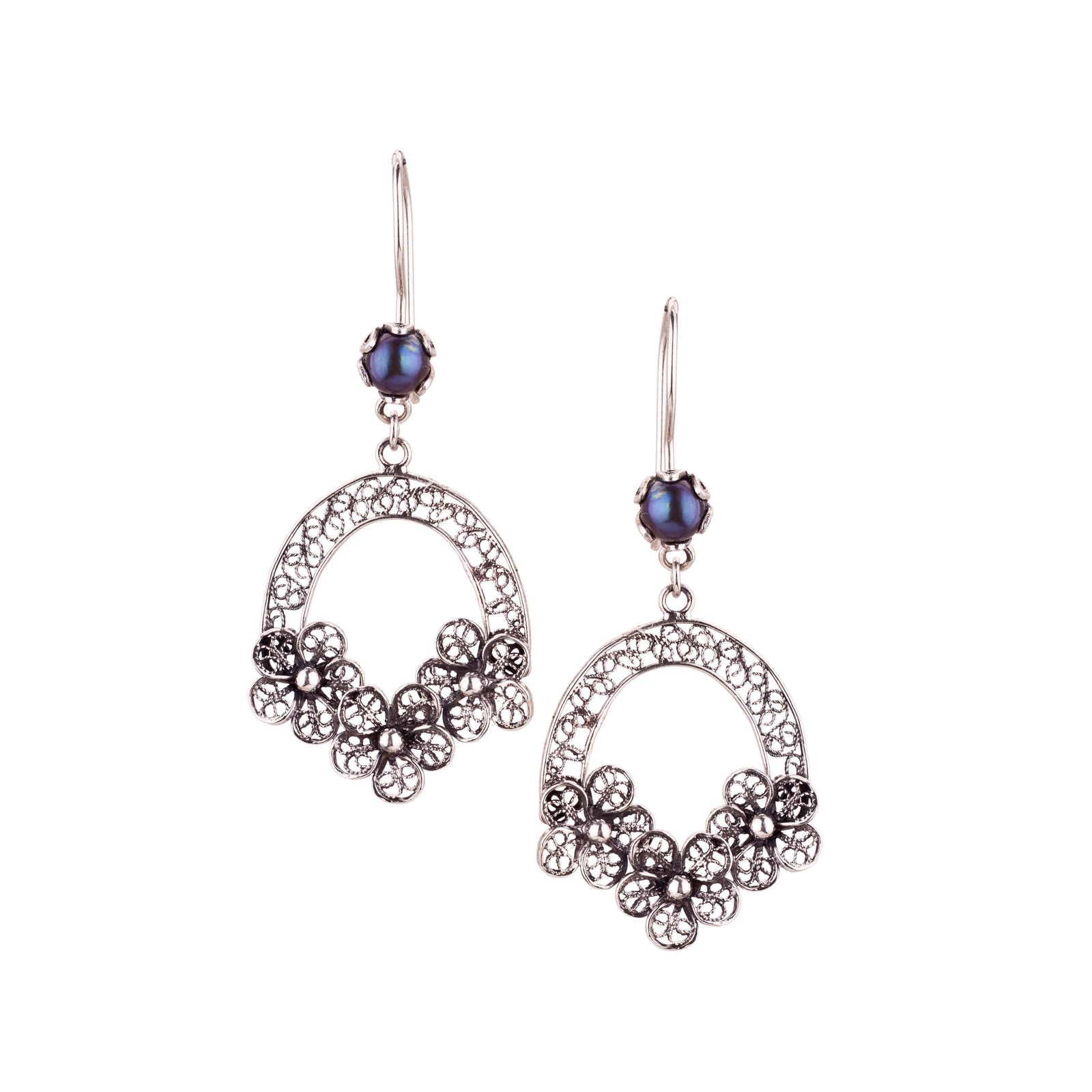 Boucles d'oreilles Edelweiss - perle grise ✿ 