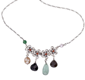 Yvone Christa_C4082_Aqua Blossom multi color gemstone necklace