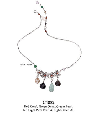 Aqua Blossom multi color gemstone necklace