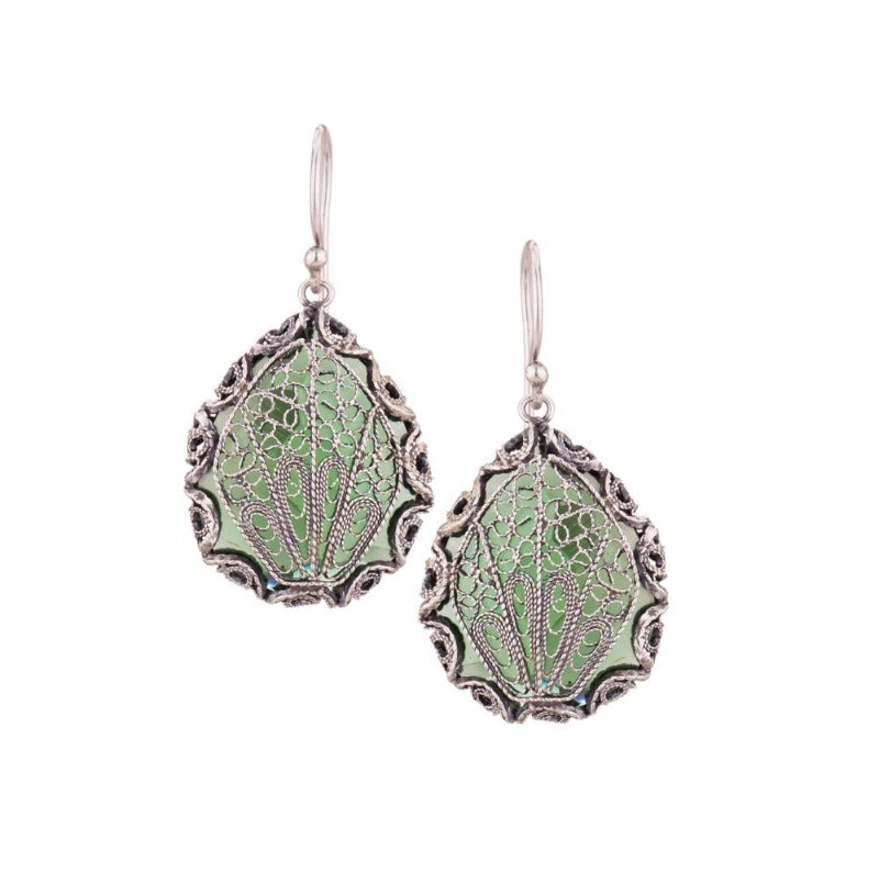 Yvone Christa_JAPANESE FAN EARRINGS - EMERALD GREEN AQUA LEMURIA_E3959