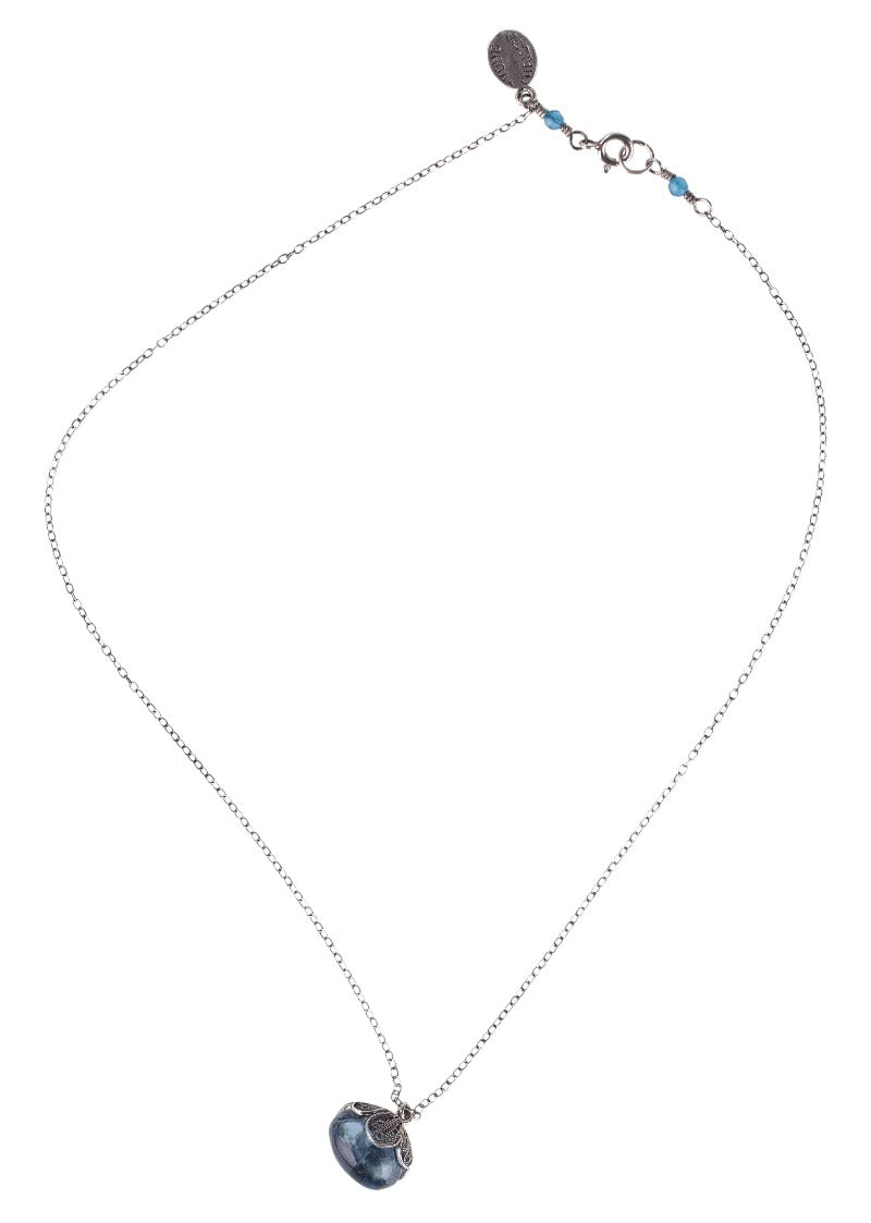 Collier goutte de rosée - bleu saphir 