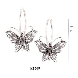 Floating Butterfly on hoop earrings