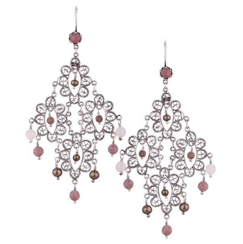 Yvone Christa_ELEGANT LACEY FILIGREE CHANDELIER EARRING IN LARGE DIAMOND SHAPE_E3434