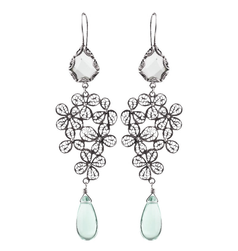 Yvone Christa_Hortensia hanging chandelier earrings_E3657