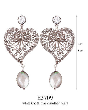 Heart earrings with labradorite stones