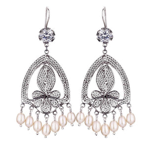 Yvone Christa_VICTORIAN BLOSSOM EARRINGS WITH CREAM PEARL FRINGE_E3816