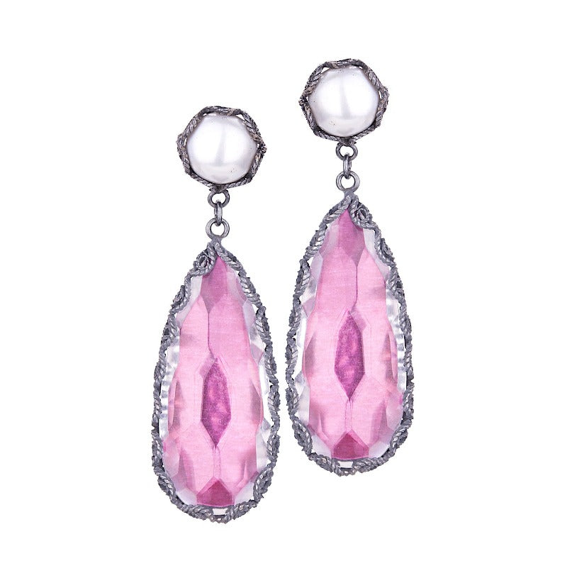 Yvone Christa_AQUA DECOR PINK TEARDROP EARRINGS_E3921p