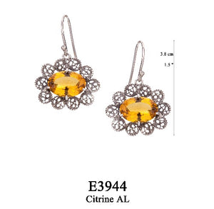 Lace filigree earrings - citrine yellow