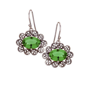 Yvone Christa_Lace filigree earrings - emerald green_E3944
