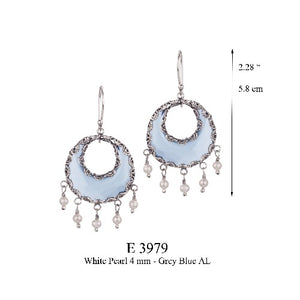 Crescent moon earrings - blue ✿