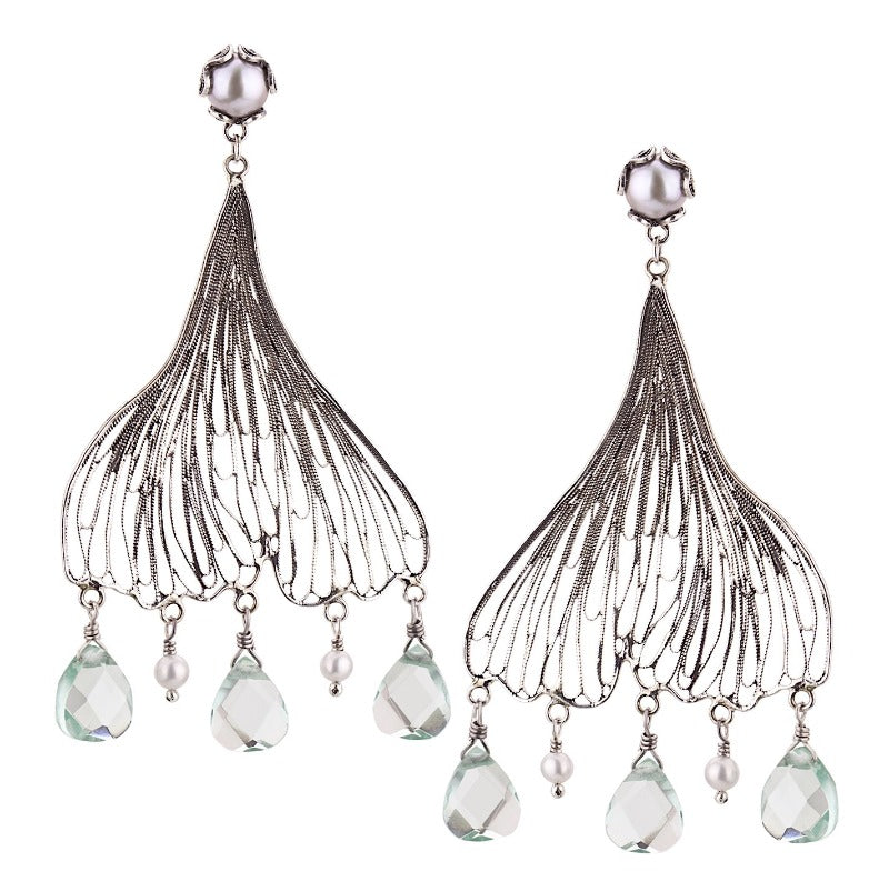 Yvone Christa_LARGE GINKGO BILOBA EARRINGS WITH AQUA LEMURIA_E4208