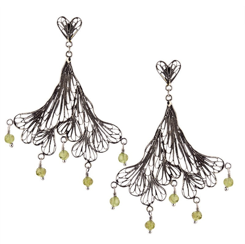 Ginkgo Biloba earrings - peridot_E4214