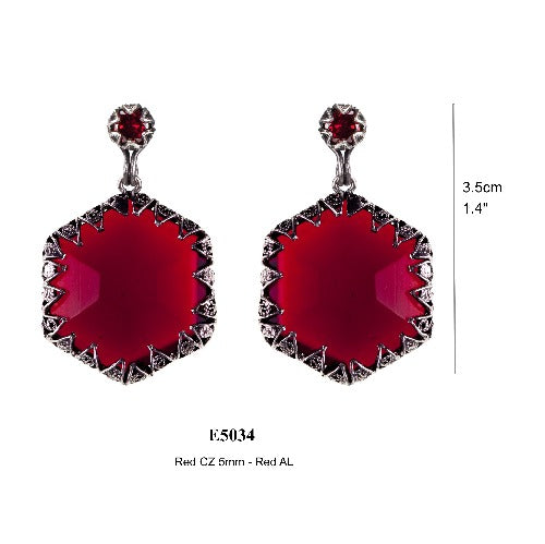 Boucles d'oreilles hexagones Red Delight 