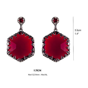 Red Delight hexagon earrings