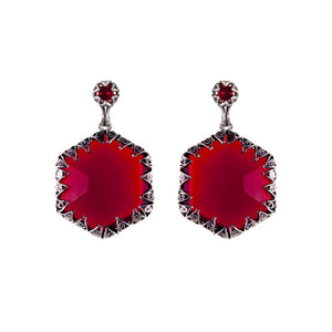 Yvone Christa_Red Delight hexagon earrings_E5034