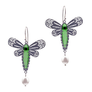 Dragonfly earrings - emerald green_E5127 by Yvone Christa