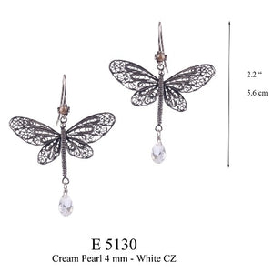 Boucles d'oreilles libellule - briolette cz 