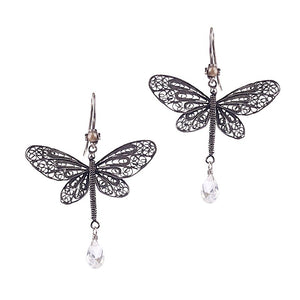 Dragonfly earrings - cz briolette_E5130 by Yvone Christa