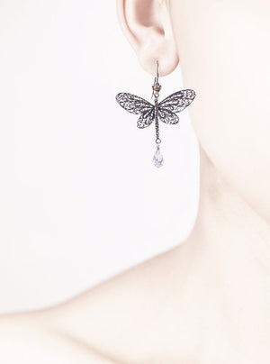 Dragonfly earrings - cz briolette