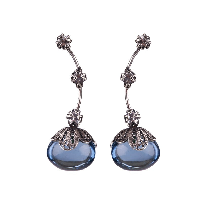 Orecchini in argento placcato oro con diamanti champagne Orecchini in argento placcato oro con diamanti champagne