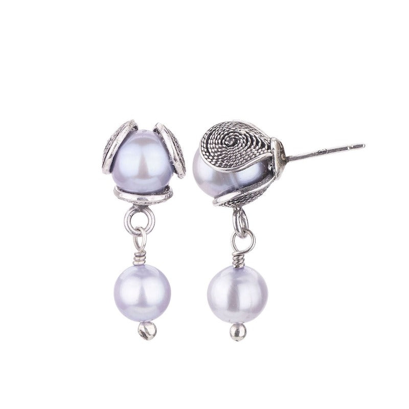 Yvone Christa_LILY OF THE VALLEY EARRINGS_E555_Blue Pearls