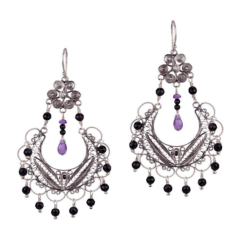 EC886_Jet_ FRIDA CHANDELIER EARRINGS by YVONE CHRISTA