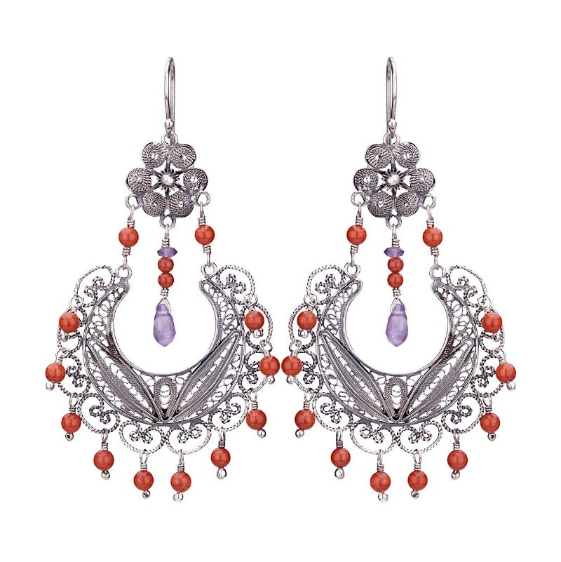 Yvone Christa_EC886_Red Coral_FRIDA CHANDELIER EARRINGS