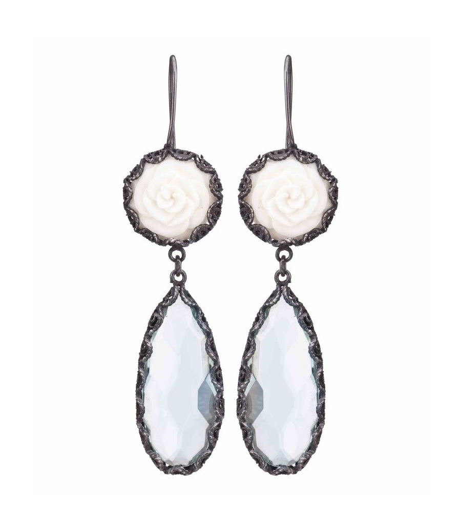 Boucles d'oreilles Larmes Ornées - Bleu Clair 