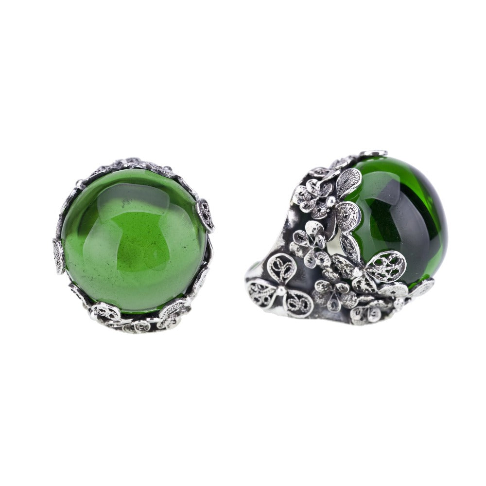 Yvone Christa_HORTENSIA FLOWER RING - EMERALD GREEN_R3687