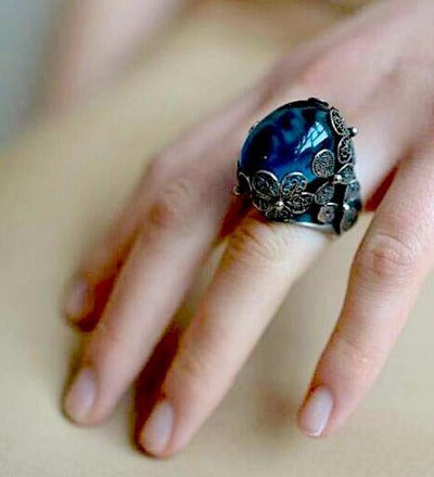 Bague Hortensia - bleu saphir 