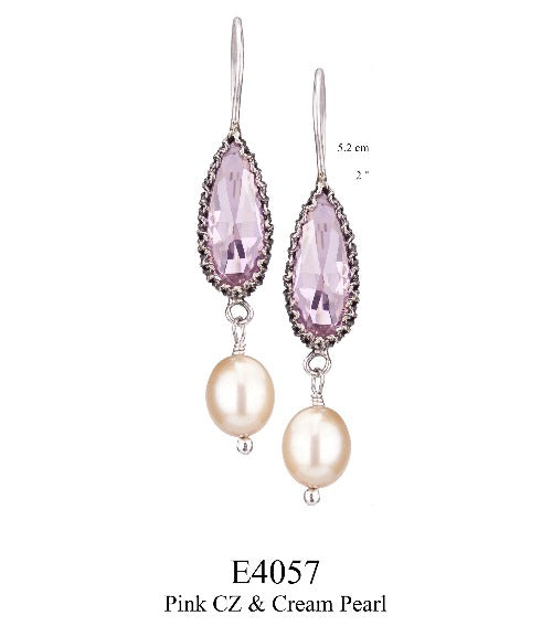 Boucles d'oreilles en forme de larme rose 